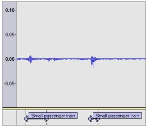 The reading from a small passenger train passing