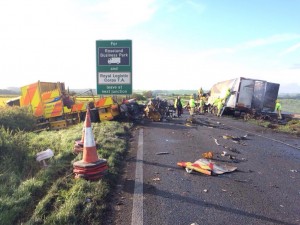 The scene on the A1 near Grantham. Photos: Lincolnshire Police