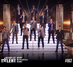 Paul (front left) performing with The Kingdom Tenors in Wednesday's semi-final of Britain's Got Talent.